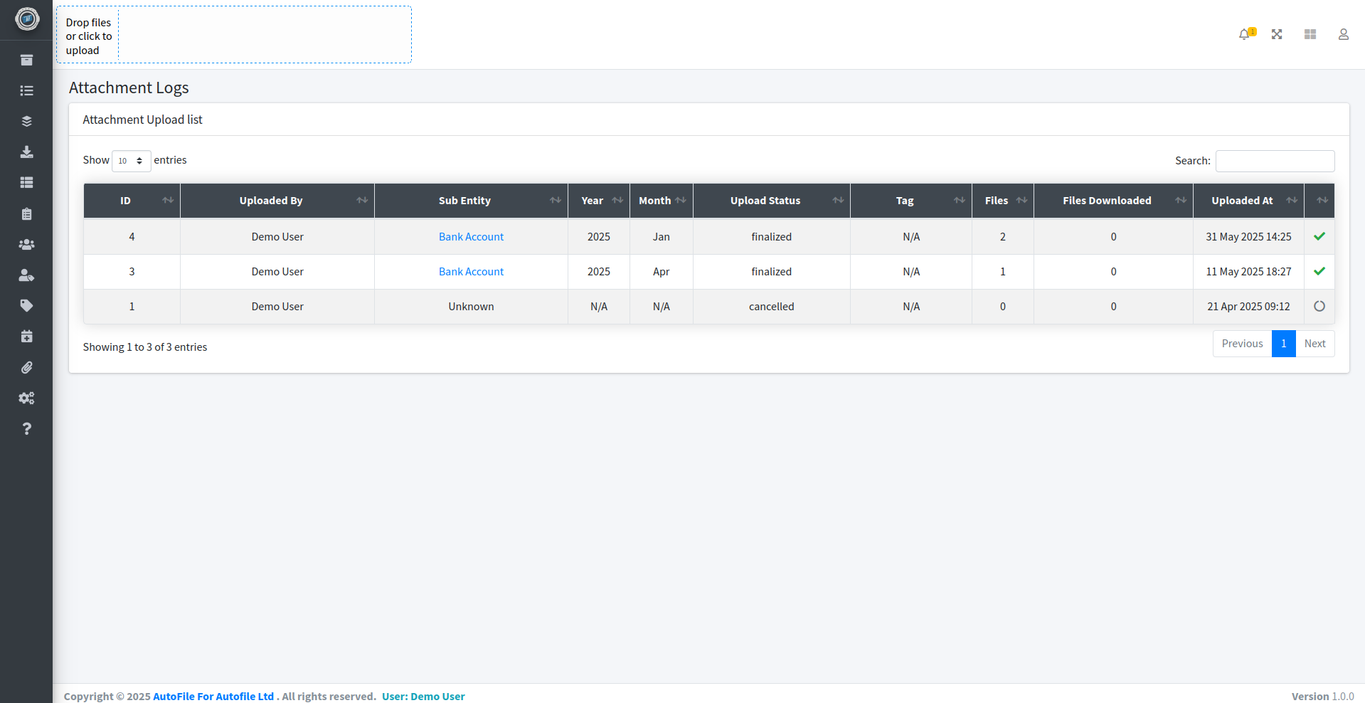 List attachment logs